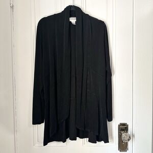 Chico's Travelers Black Open Front Jacket Wrinkle Resistant Women's Size 2‎